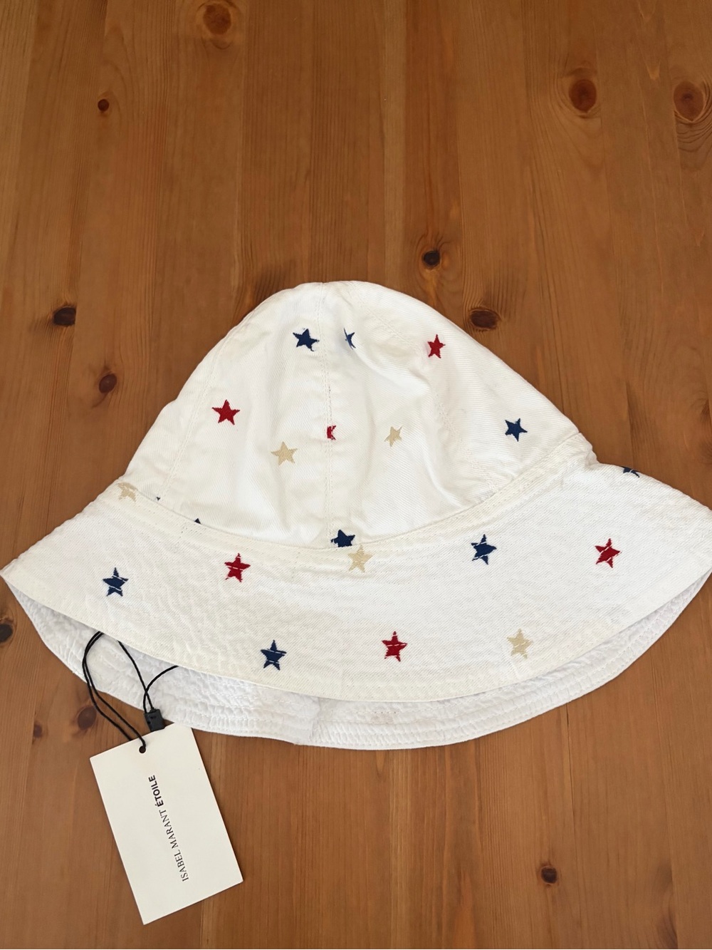 New NWT Etoile Isabel Marant Cotton White Star Embroidered Bucket Hat